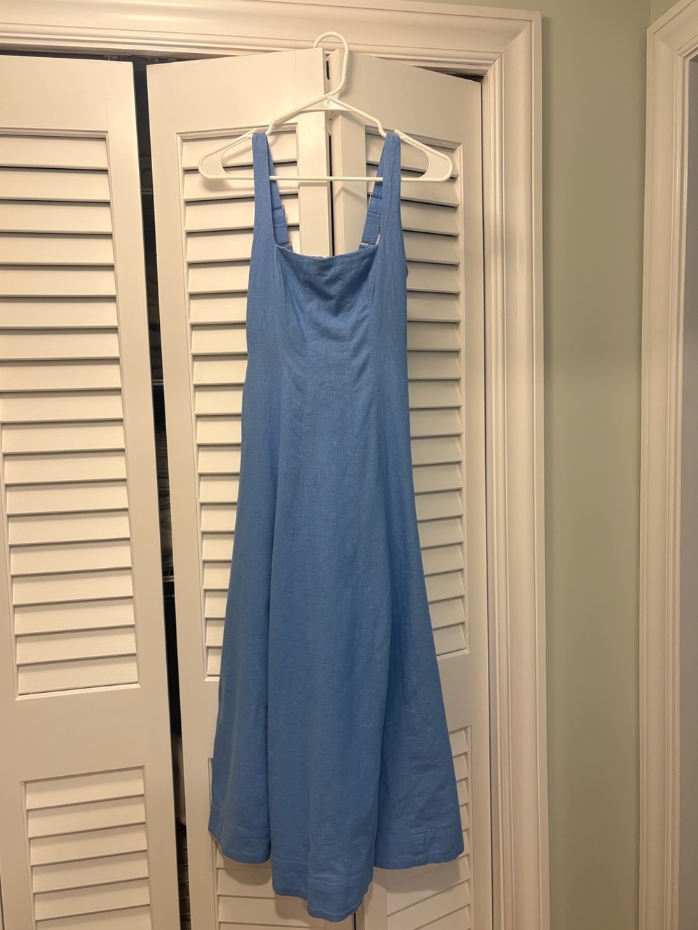 Abercrombie & Fitch Mila Linen Blend Blue Midi Dress Size XXS - Picture 2 of 4